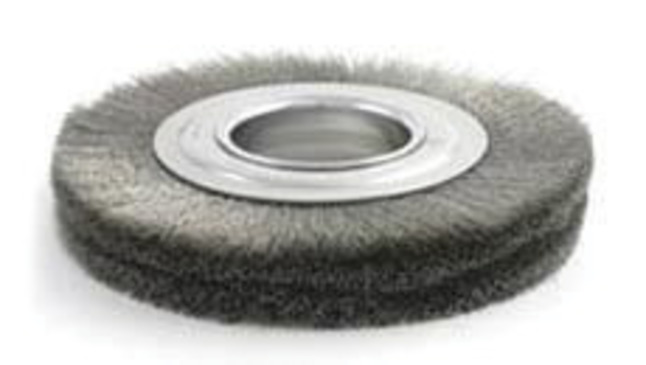 Brush Research Crimped Wire Medium Face Standard Duty Carbon Steel Wheel Brush, 4-1/4 in Dia, 2 in Arbor, 0.014 in Dia Wire, Item Number 1047530