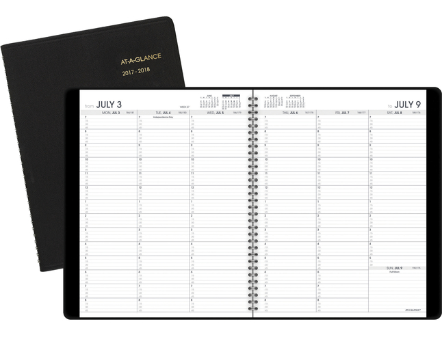 At-A-Glance Appointment Book, 8-1/4 X 10-7/8 in, Academic/Fiscal Weekly, 14 Month, July - Aug, Black, Item Number 1053069