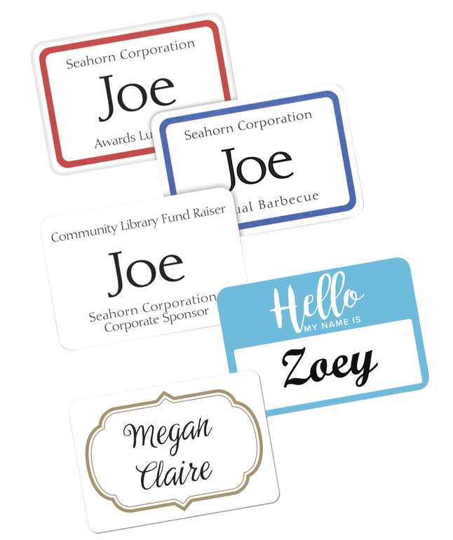 Avery Adhesive Name Badges, 2-1/3 x 3-3/8 Inches, Red Border, Pack of 400, Item Number 1054551