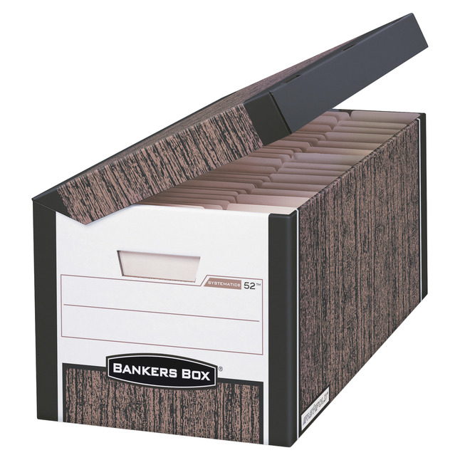 Bankers Box Systematic File Storage, Letter/Legal Size, 12-1/8 x 15 x 10 Inches, Woodgrain, Pack of 12, Item Number 1059753