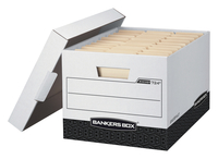 Bankers Box R-Kive File Storage Box, 12 x 15 x 10 Inches, White/Black, Pack of 12, Item Number 1059787