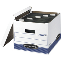 Bankers Box File 'N' Store File Storage Box, Letter/Legal Size, White/Blue, Pack of 4, Item Number 1059794