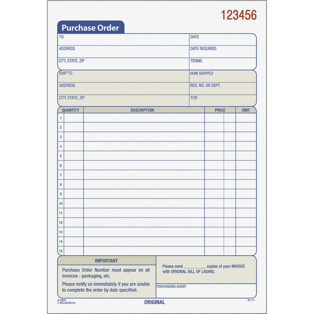 Purchase Order Forms and Books, Item Number 1070561