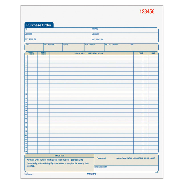 Purchase Order Forms and Books, Item Number 1070563