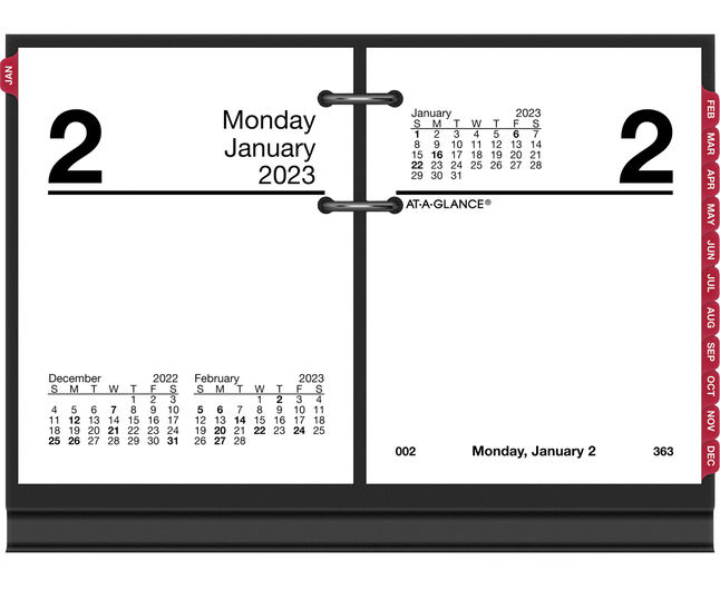 At-A-Glance Compact Daily Desk Calendar Refill, 3 x 3-3/4 Inches, Black, Item Number 1074272