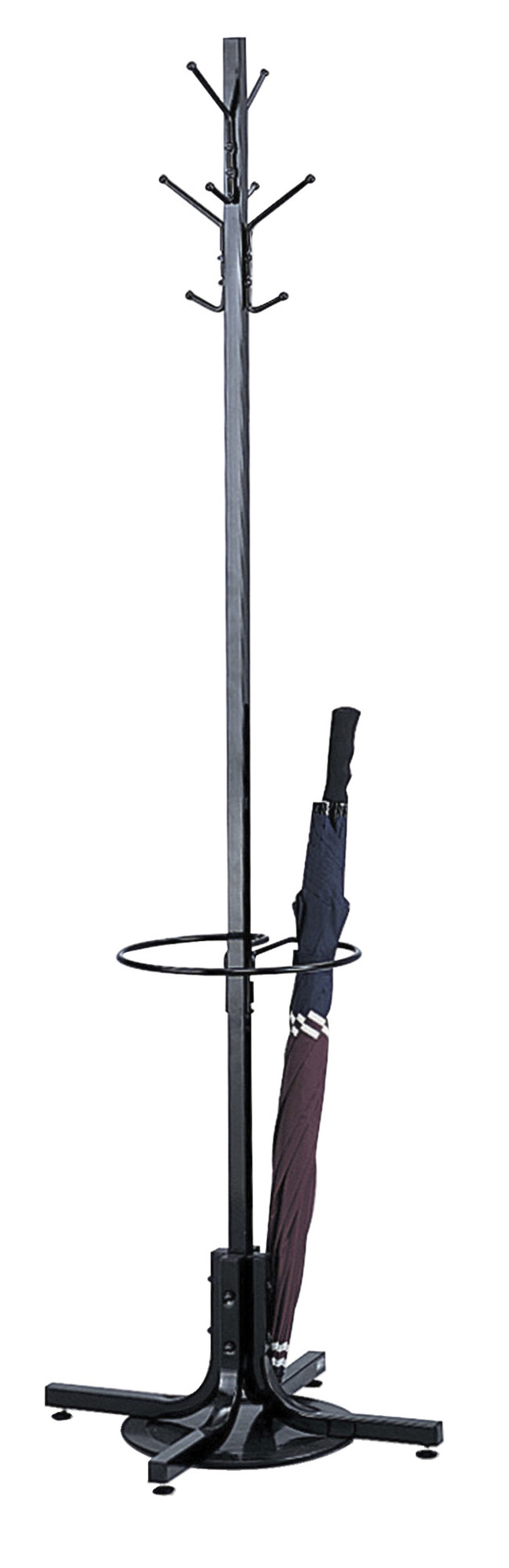 Safco Coat Rack with Umbrella Stand, 21 x 21 x 70 Inches, Black, Item Number 1083497