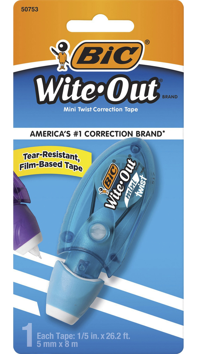 Compact and Convenient Design for Easy Storage White BIC Wite-Out Brand Mini Twist Correction Tape #.1 Pack 2-Count 