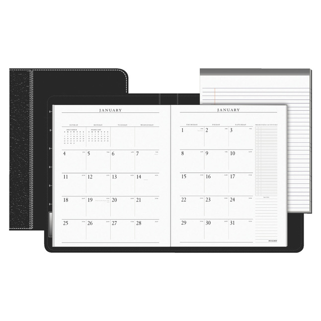 At-A-Glance Executive Refillable Planner Padfolio, Two Page Per Month, 9 X 11 in, Monthly, 1Jan - Jan, Black, Item Number 1092723
