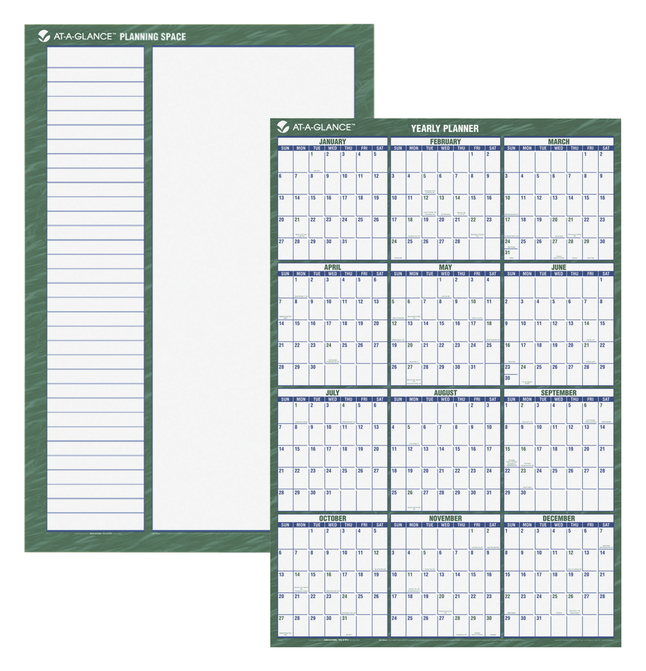 At-A-Glance 2-Sided Erasable Vertical Wall Planner, 32 X 48 in, Jan - Dec, Item Number 1092734