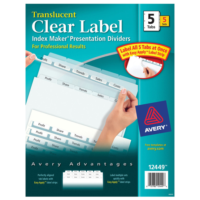 Index Maker Clear Label Dividers 5-Tab Letter White 5/Set 