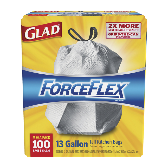 Glad ForceFlex garbage bags.