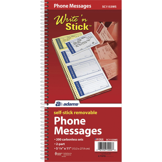 Pack of 14 Carbonless Duplicate 4 Messages per Page TOPS Phone Message Book 4002 200 Set per Book 