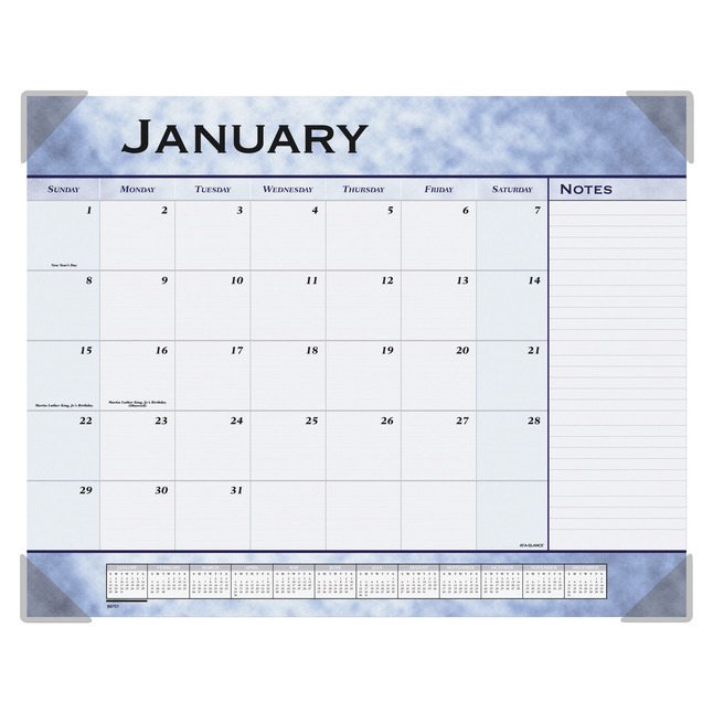At-A-Glance 89701 Slate Blue Monthly Desk Pad Calendar, 22 x 17 Inches, Item Number 1116043