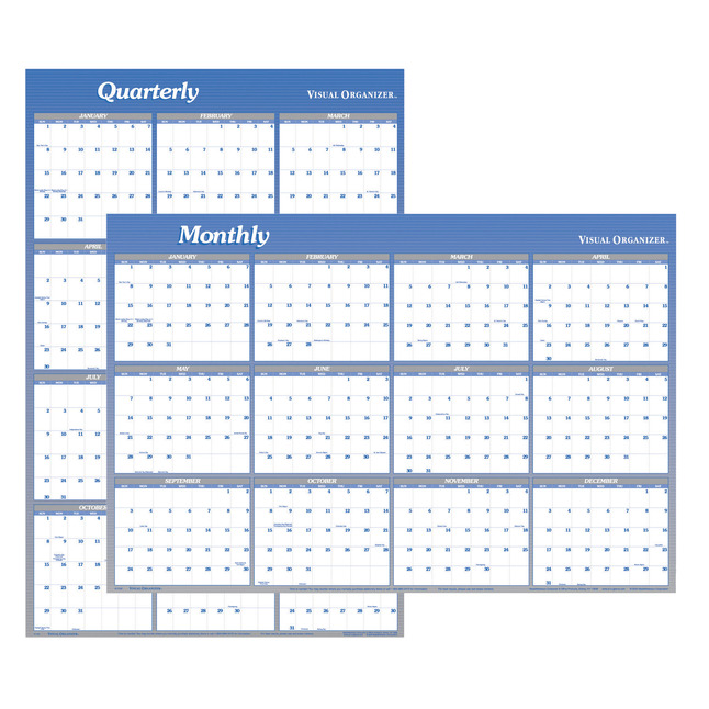 At-A-Glance Double Sided Erasable Reversible Wall Planner, 32 X 48 in, Monthly/Quarterly, Blue, Item Number 1116057