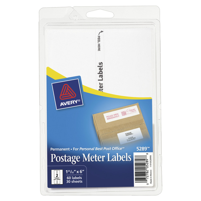 Avery Postage Meter Labels, 1-3/16 x 6 Inches, White, Pack of 60, Item Number 1117970