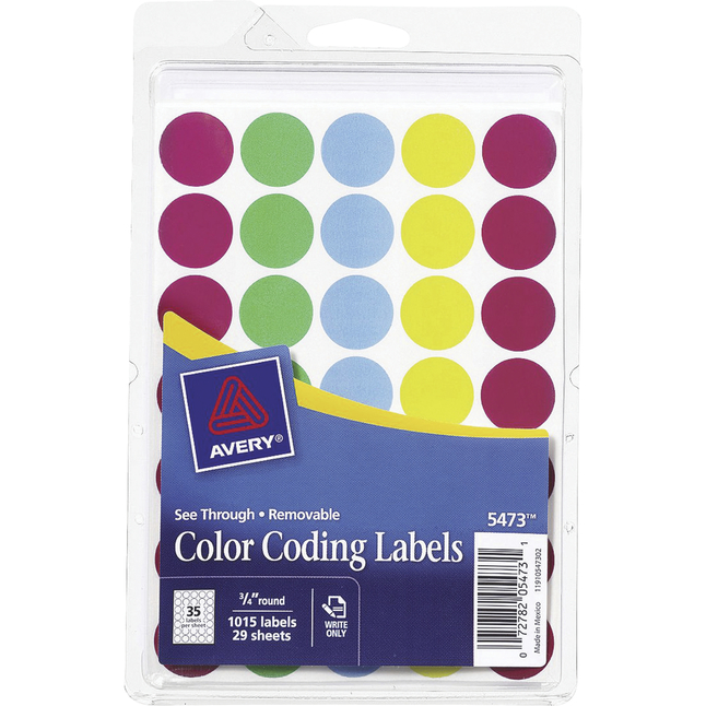 avery round translucent dot label 34 in see through color assorted