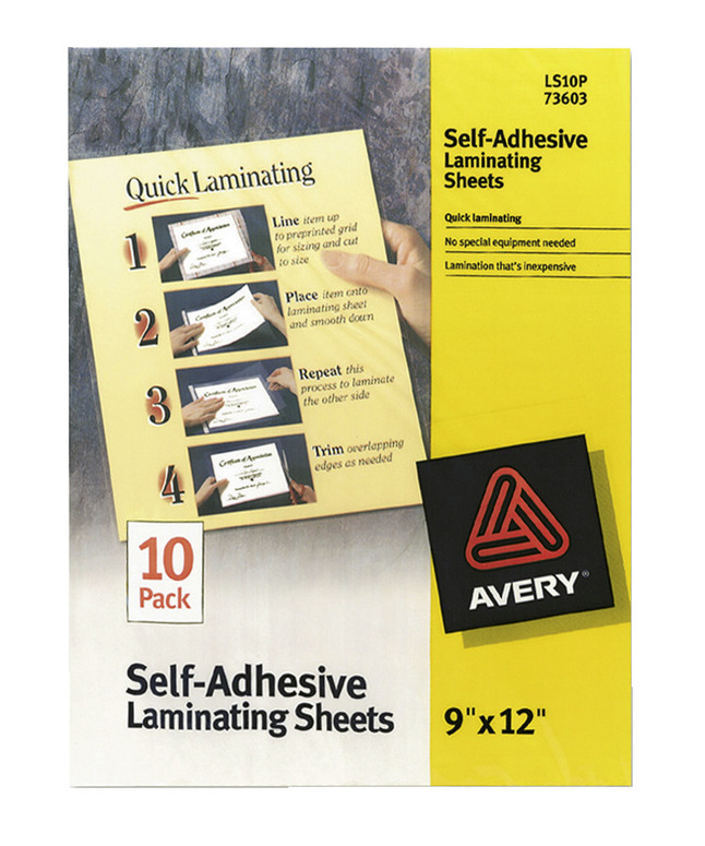 Avery Laminate Sheets, 9 x 12 in, Pack of 10, Item Number 1118297