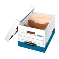 Bankers Box R-Kive Divider Storage Box, 12 x 15 x 10 Inches, White/Blue, Pack of 12, Item Number 1123378