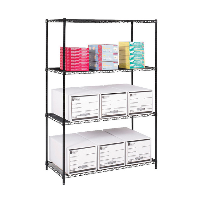 Safco Wire Shelving, Black, 48 W x 24 D in, Item Number 1134812