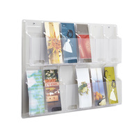 Safco Break-Resistant Unobtrusive Magazine/Literature Display Rack, 12 Pamphlet, 30 x 2 x 20-1/4 Inches , Clear, Item Number 1134824