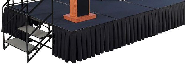National Public Seating Shirred Pleat Skirting for 32 Inch High x 96 Inch Length Portable Stage, Item Number 5008508
