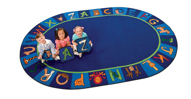 Carpets for Kids A to Z Animals Rug, 8 Feet 3 Inches x 11 Feet 8 Inches, Oval, Multicolored, Item Number 1285592