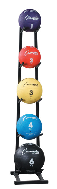 Champion Single Stack Medicine Ball Rack with 5-Ball Capacity, Black, Item Number 1288956