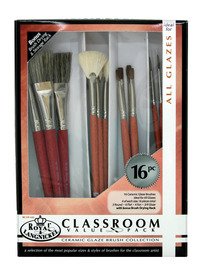 Royal Brush Ceramic Handle Classroom Value Pack, Assorted Size, Set of 16 Item Number 1289641