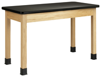 Classroom Select Oak Science Table, Black Plastic Laminate Top, 60 x 30 x 30 Inches, Item Number 1290056