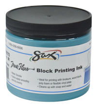 Sax True Flow Water Soluble Block Printing Ink, 1 Pint Jar, Turquoise Item Number 1299773