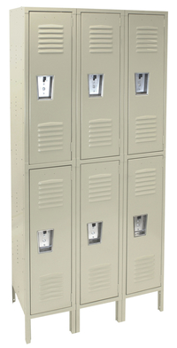 Republic Qwik-Ship Lockers, 12 x 18 x 36 Inches, 2-Tier, 3 Wide, Gray, Item Number 2099770