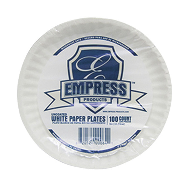 Empress Uncoated Paper Plate, 9 Inches, White, Case of 1200, Item Number 1307985