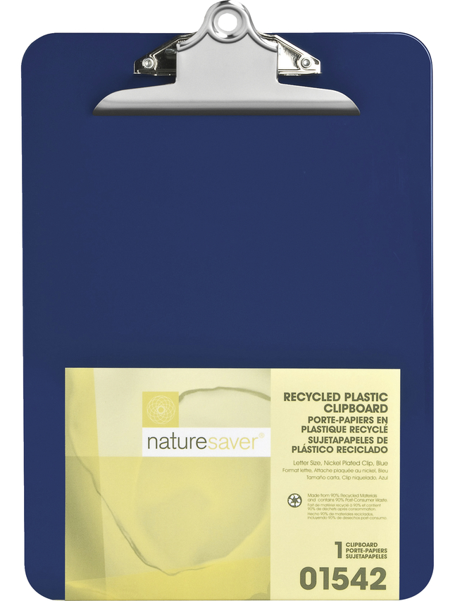 Nature Saver Unbreakable Clipboard, 9 X 12-1/2 in, Recycled Plastic, Blue, Item Number 1312148