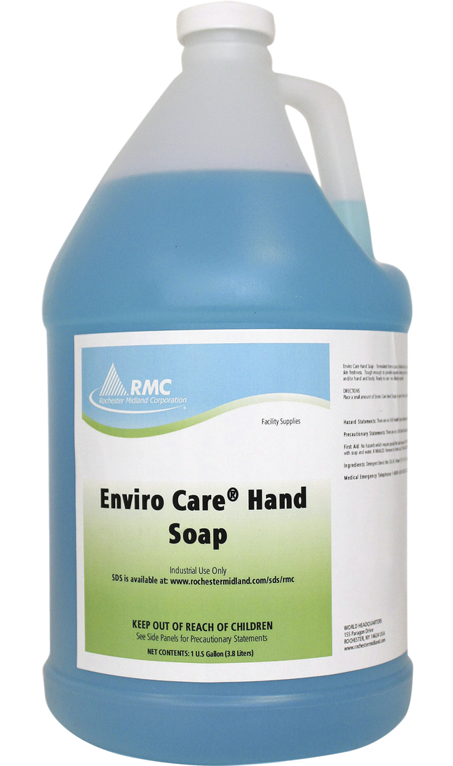 Rochester Midland Enviro Care Hand Soap, 1 gal, Peach Scent, Blue, Glycerin, Item Number 1312862