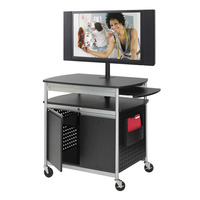 Safco Flat Panel Multi-Media Cart, 39-1/2 W x 27 D x 68 H in, Black/Silver, Item Number 1313289