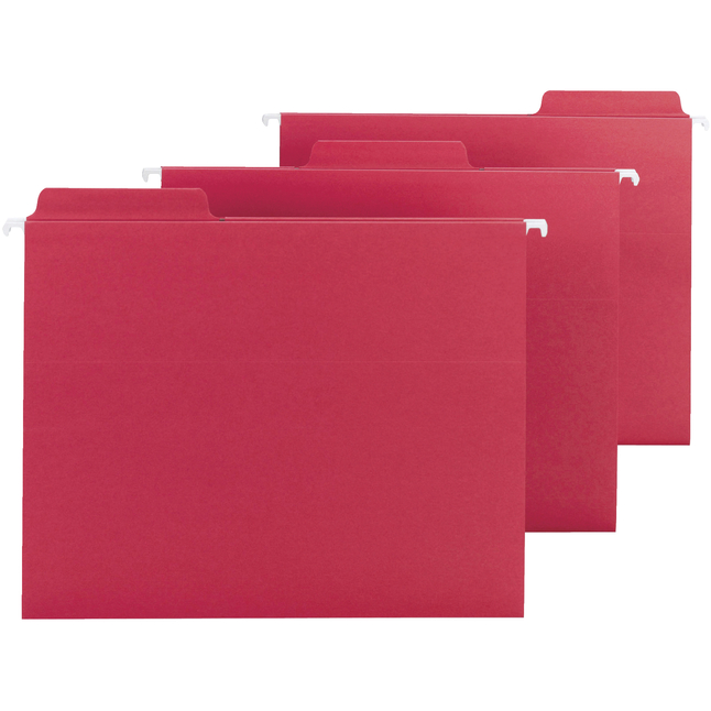 Smead FasTab Hanging File Folder, Letter Size, 1/3 Cut Tabs, Red, Pack of 20, Item Number 1313721