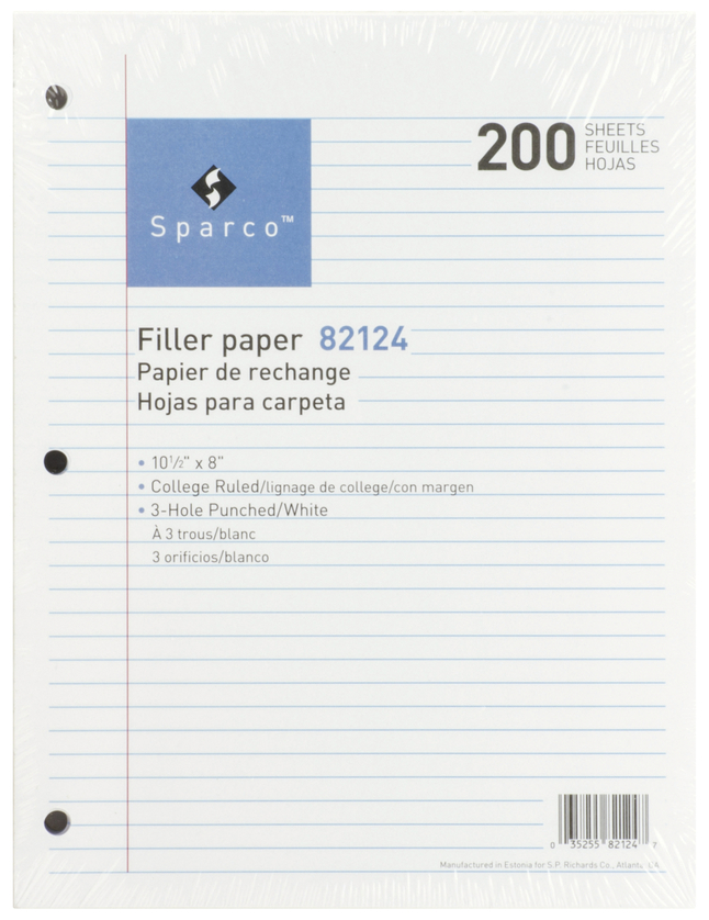 Notebooks, Loose Leaf Paper, Filler Paper, Item Number 1314572