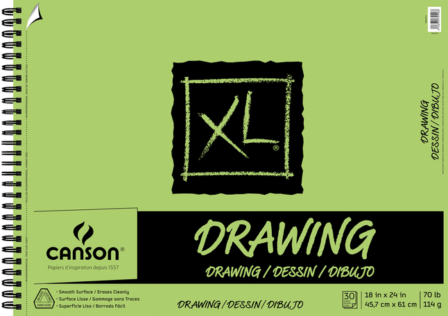 18 x 24 Inches Canson XL Side Wire Drawing Pad 70 lb 30 Sheets 