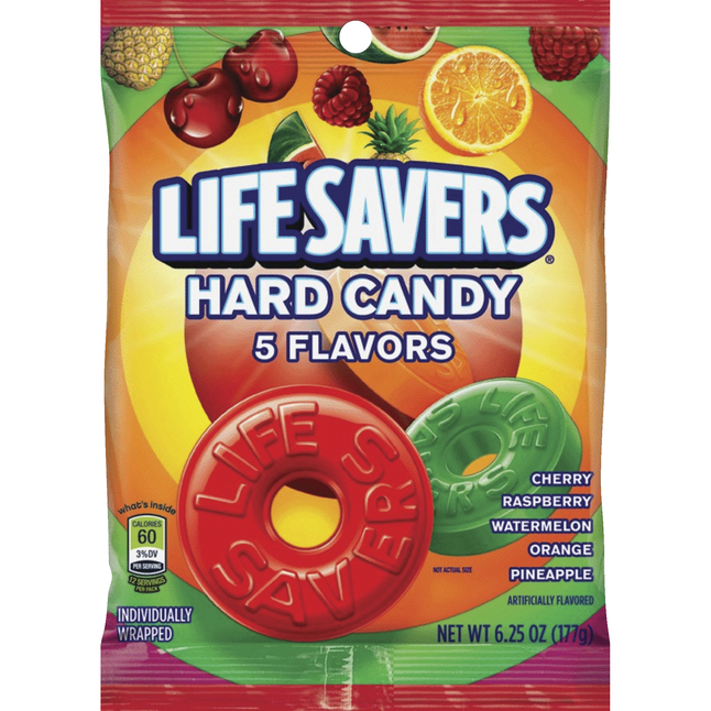 Wrigley LifeSavers Hard Candy, 5 Flavors, 6.25 oz Bag, Item Number 1334472