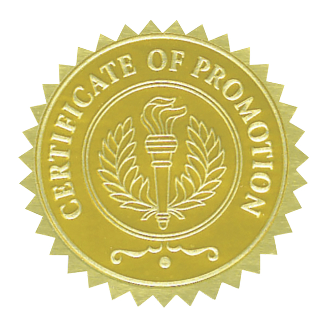 Hammond & Stephens Certificate of Promotion Gold Foil Embossed Seal, Item Number 1337944
