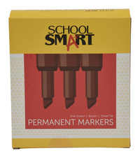 Image for School Smart Permanent Marker, Broad Chisel Tip, Brown, Pack of 12 from School Specialty