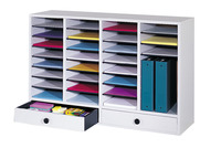 Safco 32-Compartment Literature Organizer with 2 Drawers for Storage, 39-1/4 x 11-3/4 x 25-1/4 Inches, Item Number 1362620