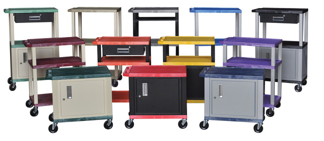 Luxor Tuffy Av Cart With Cabinet And Electric 24 X 18 X 26 Inches