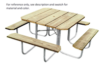 Ultra Site Square Heavy Duty Outdoor Picnic Table, 48 x 48 Inches Top, Redwood Stain Wood, Item Number 1364743