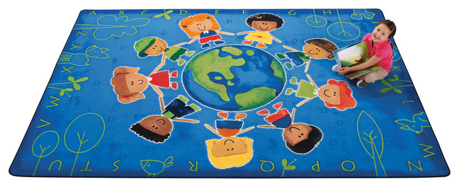 Carpets For Kids Give the Planet a Hug Rug, 3 Feet 10 Inches x 5 Feet 5 Inches, Rectangle, Multi-Color, Item Number 1365795