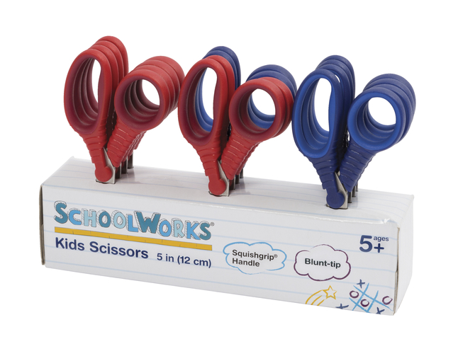 Schoolworks Kids Scissors, 5 Inches, Blunt Tip, Assorted Colors, Set of 12, Item Number 1368406