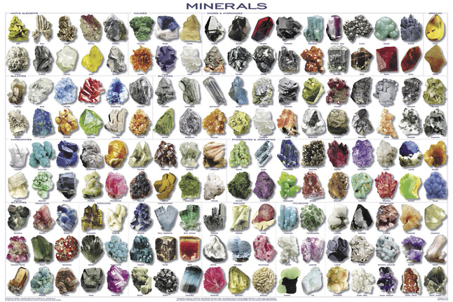 Feenixx Publishing Mineral Specimen Identification Educational Poster, 24 x 36 Inches, Item Number 1368432