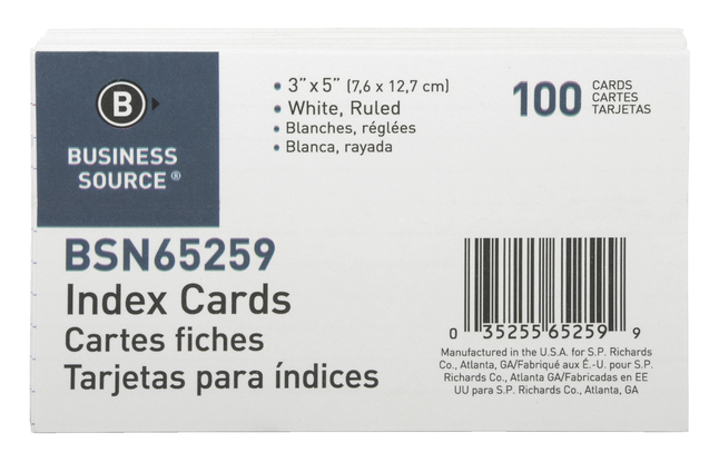3x5 Blank Index Cards, Item Number 1376622