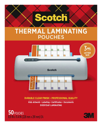 Scotch Thermal Laminating Pouch, 8-9/10 x 11-2/5 Inches, 3 mil Thick, Pack of 50 Item Number 1388771