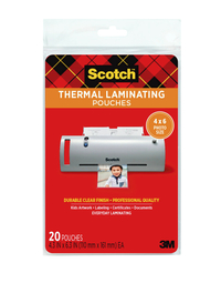 Scotch Thermal Laminating Pouch, 4 x 6 Inches, 5 mil Thick, Pack of 20 Item Number 1388774